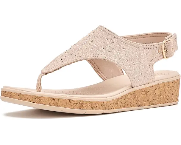 supply lab LifeStride Beachybright Thong Sandals Women's Beige Rhinestone