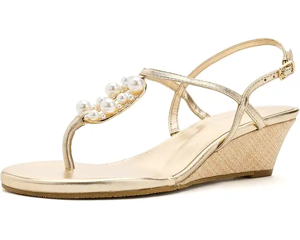 supply lab Lilly Pulitzer Good As God Embellished Wedge Women's Gold Metallic