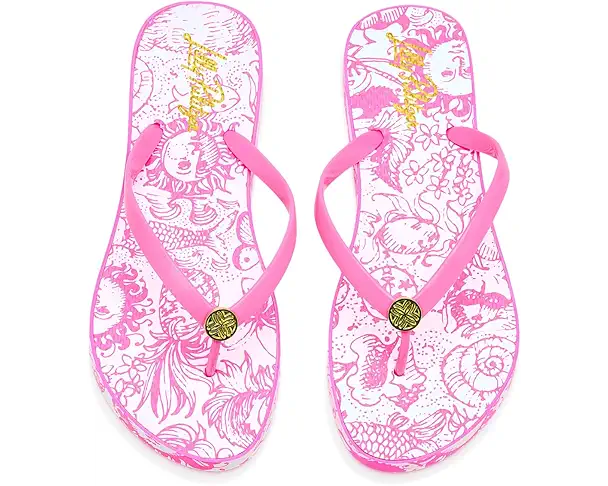 Supply Lab Lilly Pulitzer Pool Flip Flop Women's Cherry Blossom Pink Lil Fleur De Lilly Shoes