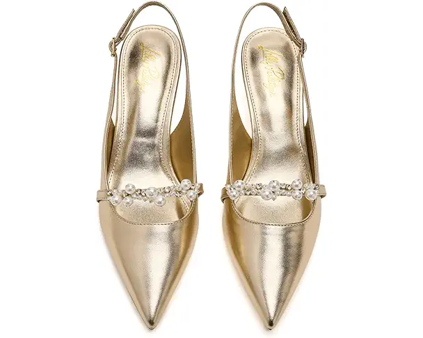 Supply Lab Lilly Pulitzer Tamara Pearl Kitten Heel Women's Gold Metallic