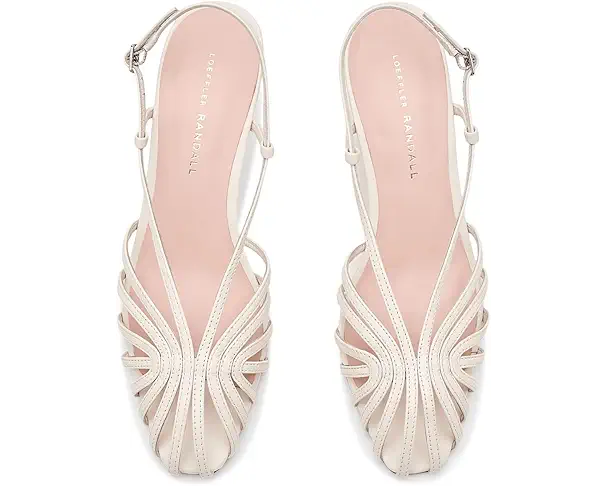 Supply Lab Loeffler Randall Priscilla Lattice Slingback Mid Heel Sandals Women's Cream
