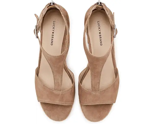 Supply Lab Lucky Brand Cyleste T-Strap Wedge Sandals Women's Porcini