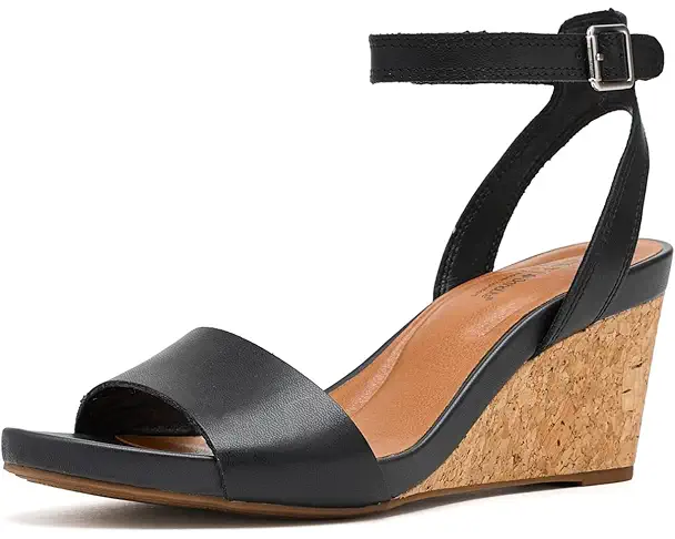 supply lab Lucky Brand Lynda Cork Wedge Sandals Women's Black