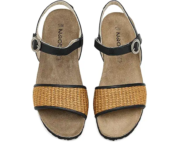 Supply Lab Naot Cecile Women's Soft Black Leather/Golden Brown Raffia