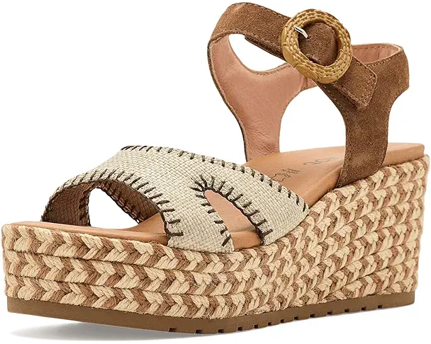 supply lab Naot Majorca Women's Brown Cedar Suede/Linen Raffia