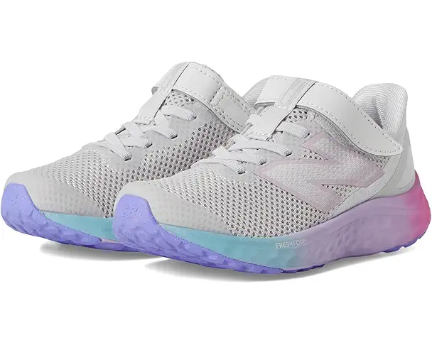 supply lab New Balance Kids Fresh Foam Arishi v4 Bungee Lace with Top Strap Grey Matter/Mid Century Pink/Lilac Glow