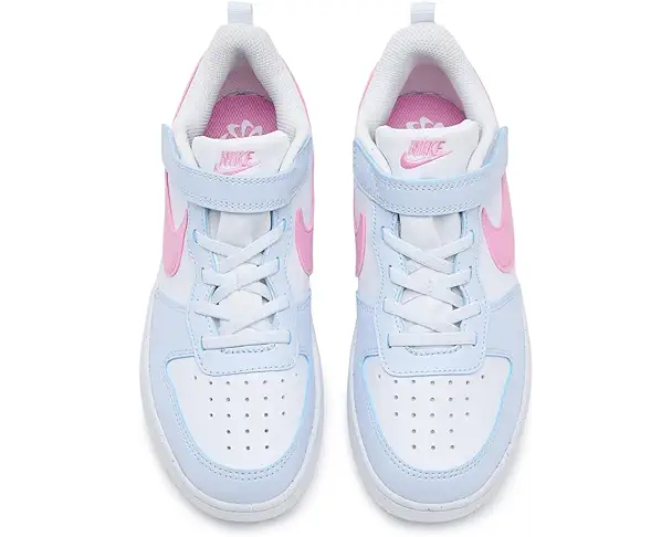 Supply Lab Nike Kids Court Borough Low Essential+ (Little Kid) Men's White/Pink Rise/Football Grey