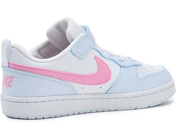 Supply Lab Nike Kids Court Borough Low Essential+ (Little Kid) Men's White/Pink Rise/Football Grey
