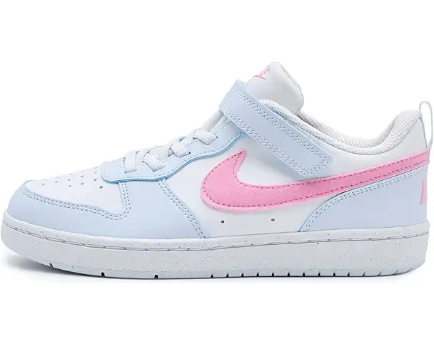 Supply Lab Nike Kids Court Borough Low Essential+ (Little Kid) Men's White/Pink Rise/Football Grey