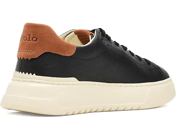 Supply Lab Polo Ralph Lauren RLite Court Tumbled Leather Sneakers Men's Black/Tan