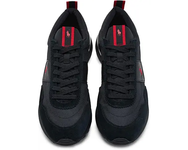 Supply Lab Polo Ralph Lauren Train 89 Suede & Oxford Sneakers Men's Triple Black/Red Pony Player