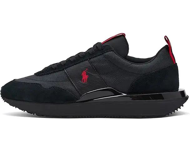 Supply Lab Polo Ralph Lauren Train 89 Suede & Oxford Sneakers Men's Triple Black/Red Pony Player