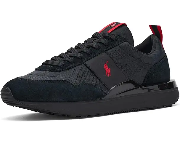 supply lab Polo Ralph Lauren Train 89 Suede & Oxford Sneakers Men's Triple Black/Red Pony Player