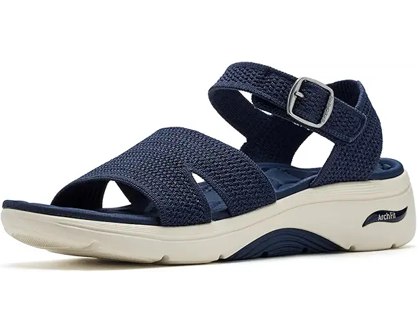 supply lab SKECHERS Performance On-The-Go GO Walk Arch Fit 2.0 Sandals w/ Shiny Yarn Women's Navy