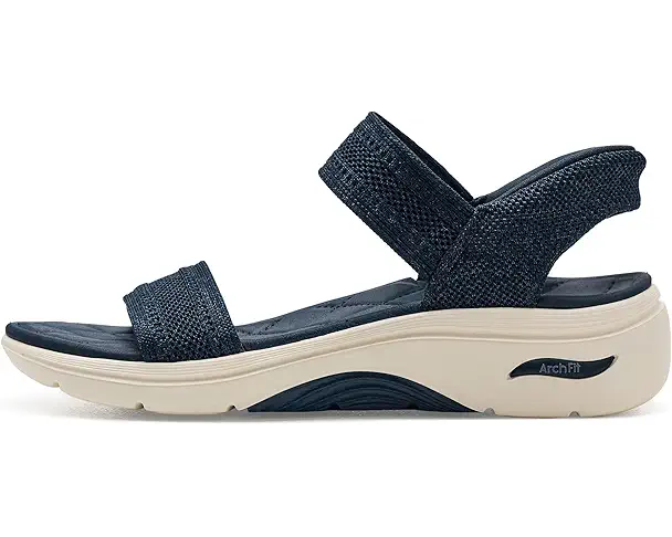 Supply Lab SKECHERS Performance On-The-Go Hands Free Slip-ins GO Walk Arch Fit 2.0 Sandals Shiny Knit Women's Navy