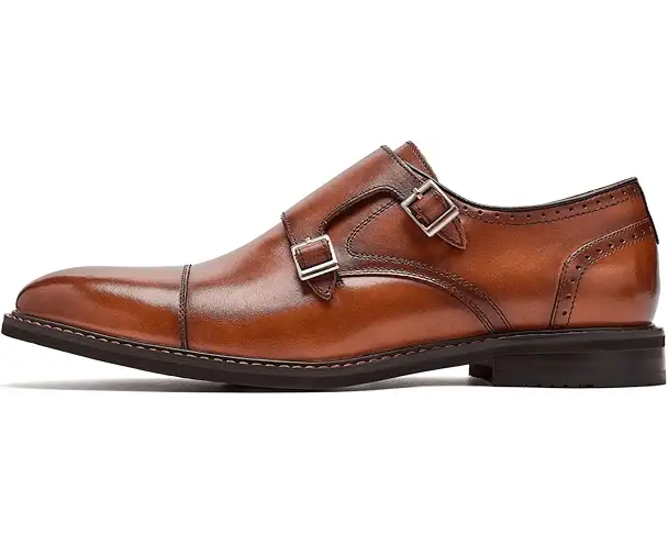 Supply Lab Stacy Adams Boswell Cap Toe Double Monk Strap Men's Brandy