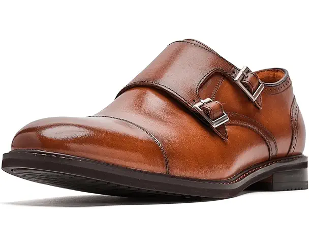 supply lab Stacy Adams Boswell Cap Toe Double Monk Strap Men's Brandy