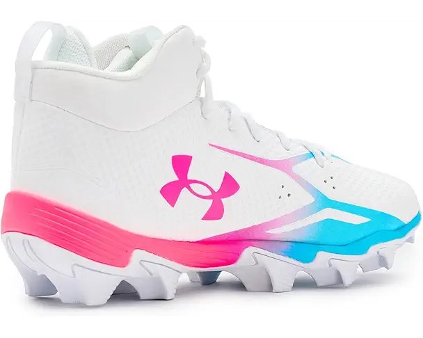 Supply Lab Under Armour Spotlight Hammer Football Cleats Men's White/Fresco Blue/Pink Rave
