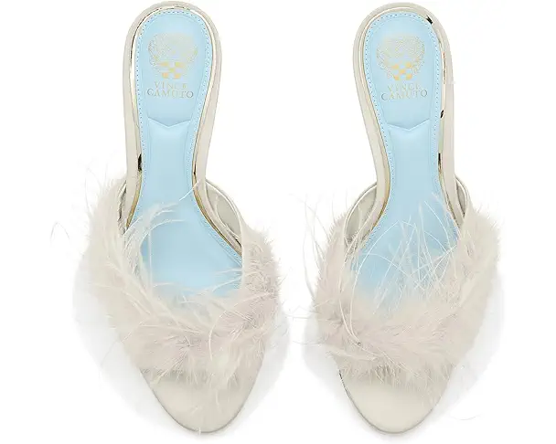 Supply Lab Vince Camuto Paelly Feather High Heel Mule Sandals Women's Milk