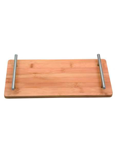 suprem inox Bandeja De Bambu Con Asas De Acero 33X16X4 2 Cm 6un
