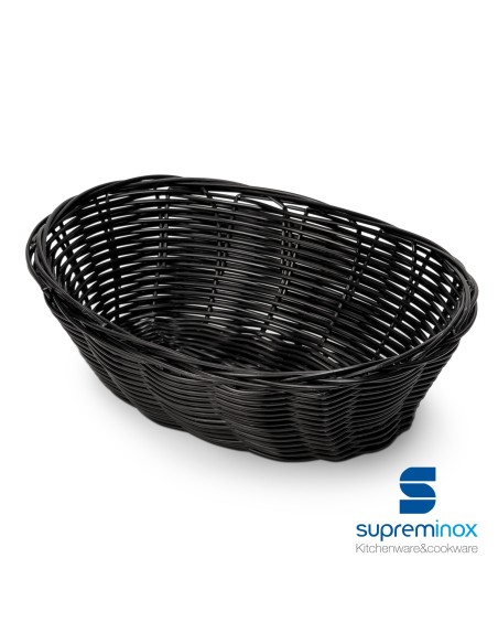 suprem inox black oval poly-rattan basket