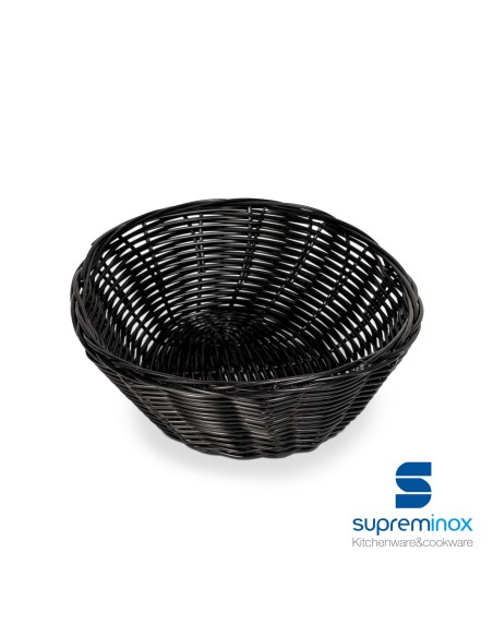 suprem inox black round poly-rattan basket