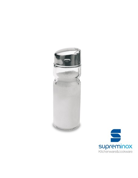 suprem inox glass salt shaker w/lid