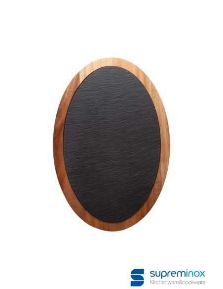 suprem inox Pizarra con acacia oval 30X20X1 cm