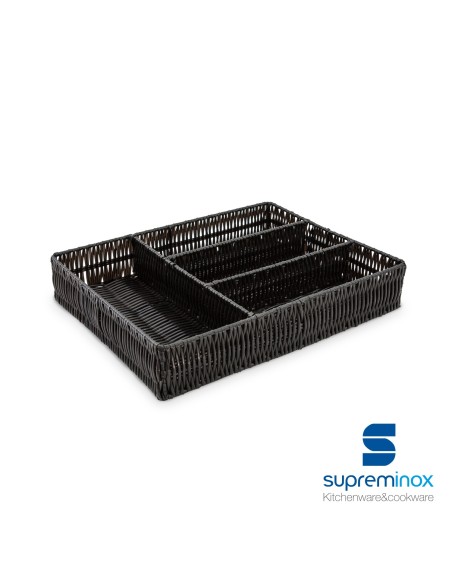 suprem inox poly-rattan cutlery tray 4 deposits