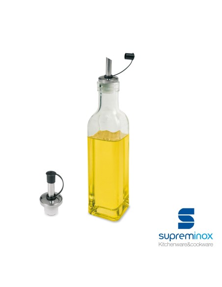suprem inox rectangular glass oil bottle with lid