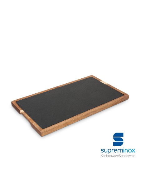 suprem inox slate & acacia wooden board