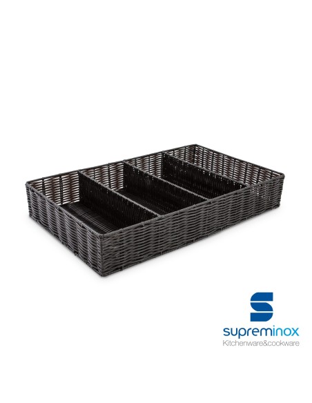suprem inox wicker cutlery tray 4 deposits