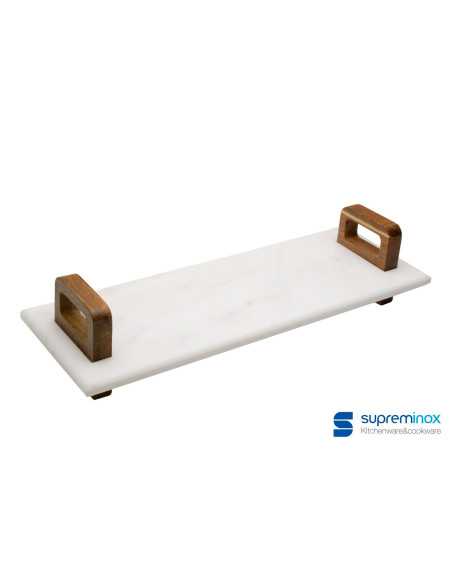 suprem inox Tabla De Marmol Blanco Con Asas 40X14X9Cm 8un