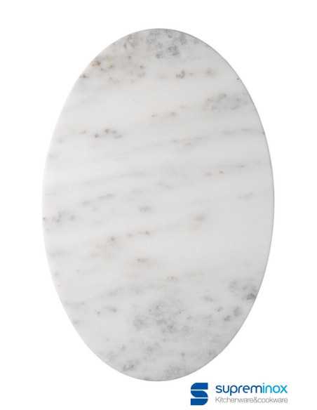 suprem inox Tabla Oval De Marmol Blanco 30X20X1Cm. 8un