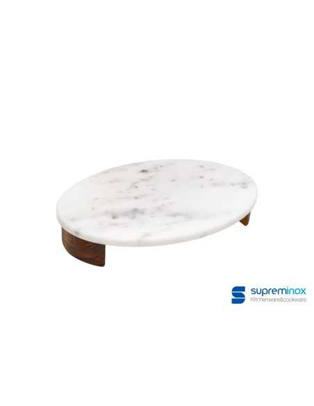 suprem inox Tabla Stand Oval De Marmol Blanco 30X20X5Cm 8un