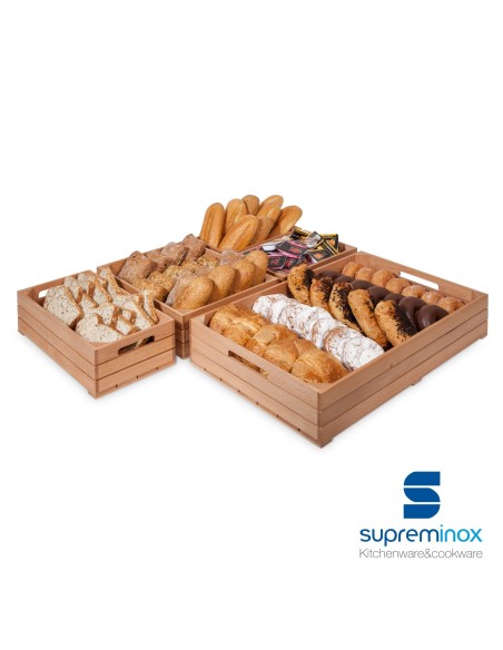 Suprem Inox Wooden Box Food Display For Catering Gn 2/4
