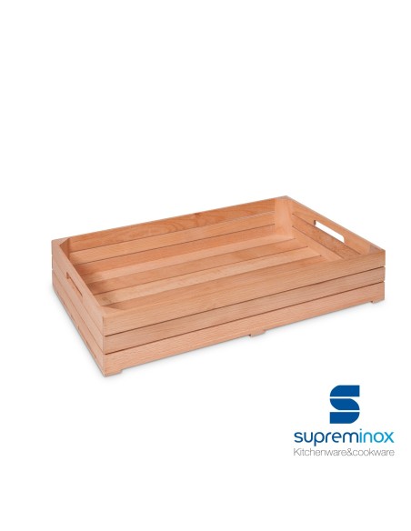 suprem inox wooden box food display for catering gn 2/4