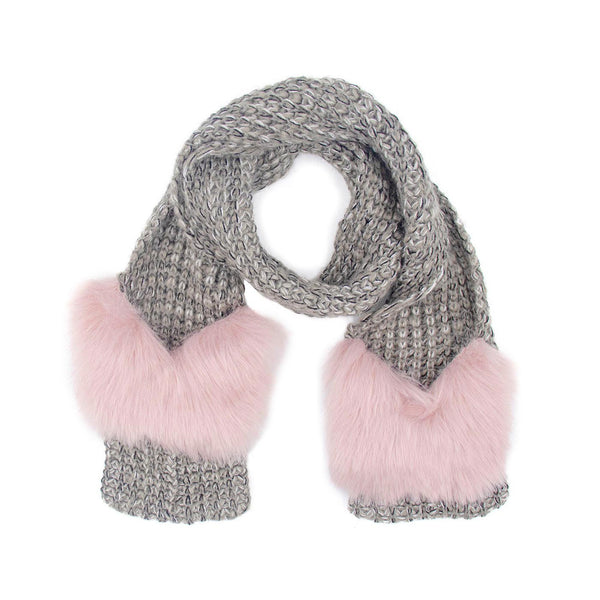 surell Children's Pocket Scarf With Faux Fox Fur Trim