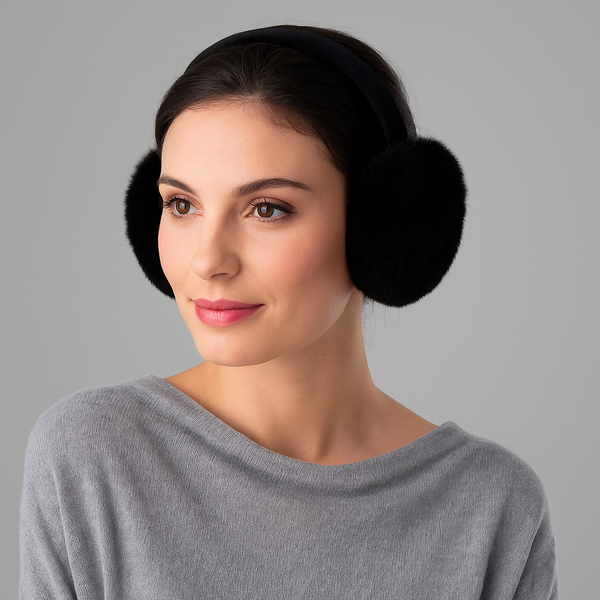 Surell Faux Rex Rabbit Fur Earmuffs With Velvet Band