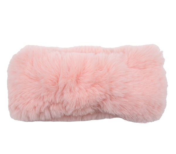 Surell Faux Rex Rabbit Fur Knit Headband/Scarf With Knot