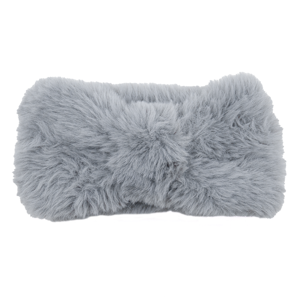 Surell Faux Rex Rabbit Fur Knit Headband/Scarf With Knot