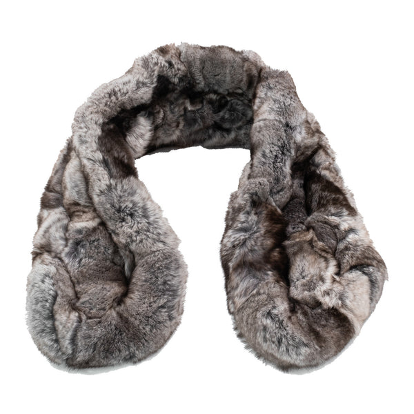 surell Grey and Brown Multi Rex Rabbit Fur Chain Scarf