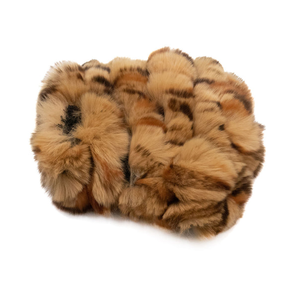Surell Limited Run Leopard Rex Rabbit Fur Fingerless Gloves