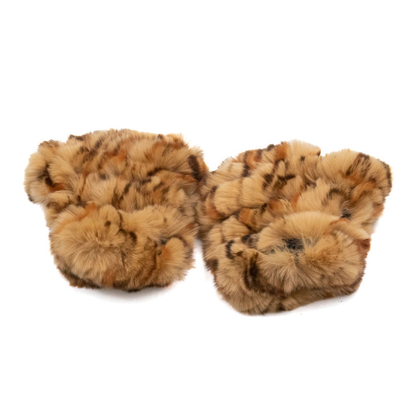 surell Limited Run Leopard Rex Rabbit Fur Fingerless Gloves