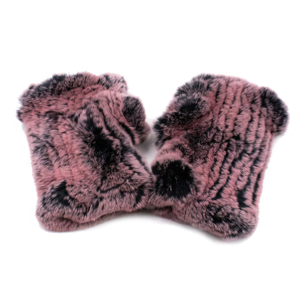 surell Limited Run Pink Frost Rex Rabbit Fur Texting Mittens