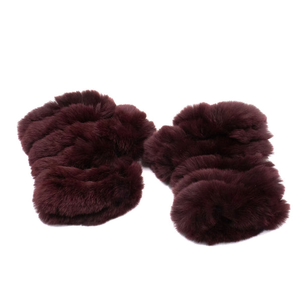 surell Limited Run Wine Rex Rabbit Fur Fingerless Gloves