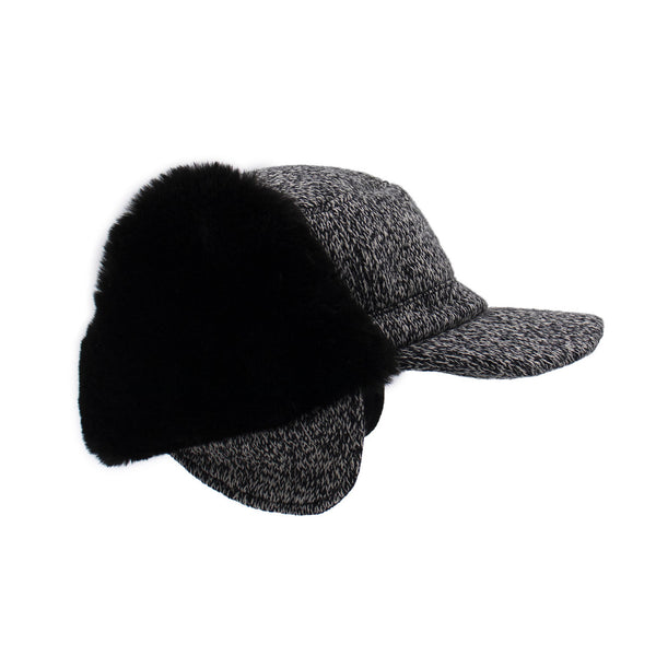 surell Men's Black and White Fudd Hat with Faux Fur