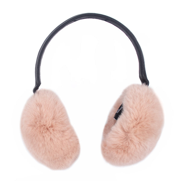 Surell Rex Rabbit Fur Earmuffs With Adjustable Leather Band