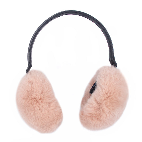 surell Rex Rabbit Fur Earmuffs with Adjustable Leather Band
