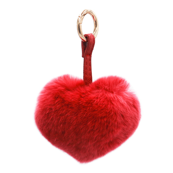 Surell Rex Rabbit Heart Keychain With Pleather Strap